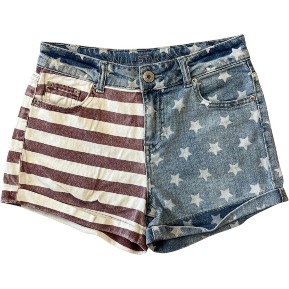 Vanilla Star American Flag High Rise Denim Shorts Stars Stripes Size 3 V31152-1